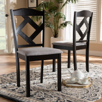 Baxton Studio RH133C-Dark Brown/Grey-DC Ruth Modern and Contemporary Grey Fabric Upholstered and Espresso Brown Finished Dining Chair Set of 2